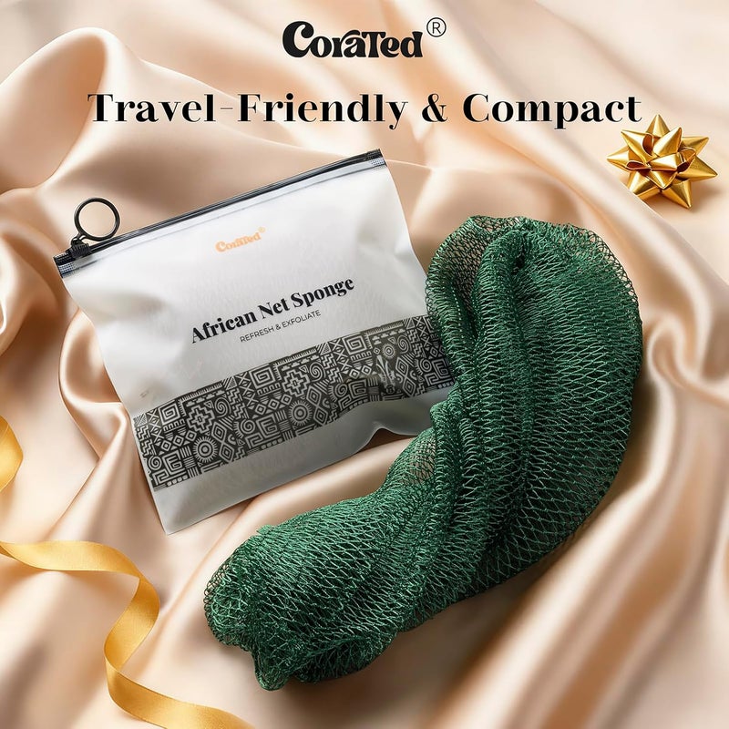 CORATED African Net Sponge Authentic, Shower Loofah Exfoliating Bath Sponge, Body Scrubber for Women and Men Daily Use Body Care, Travel Portable Bath Accessories Spa Gifts - Image 5